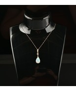 *Womens 14K Yellow Gold Diamond Opal Teardrop Pendant Necklace 24&quot; - $399.99