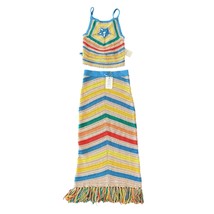 Mother Candy Stripe Cinch Tank Halter Top Fringe Midi Skirt Set size S N... - $430.00