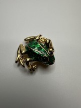 Vintage Gold Green Enamel Frog Brooch 3.8cm - £18.99 GBP