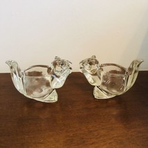 Pair Of Vintage Avon Squirrel Shaped Clear Glass Tea Light Votive Candle Holders - £14.66 GBP