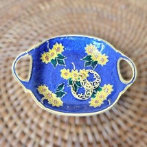 Antique Hand-Painted Floral Enamel &amp; Brass TRINKET PIN DISH made in India  - £23.67 GBP