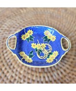 Antique Hand-Painted Floral Enamel &amp; Brass TRINKET PIN DISH made in India  - $29.65