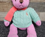 Ralph Lauren Pink Knit Plush Bear with Sweater &amp; Scarf - Polo 2004! - $17.41