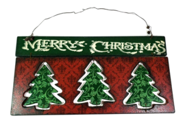 Merry Christmas 3D Shimmery Glittered Wooden Wall Sign 16 in x 8 in - £13.42 GBP