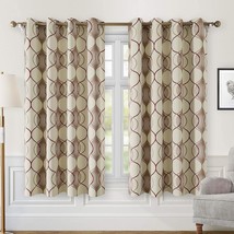 Homeideas Geometric Blackout Curtains 63 Inch Length For Bedroom, Red And Taupe - £32.64 GBP