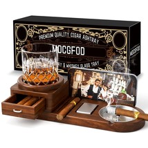 Cigar Ashtray Coaster Whiskey Glass Tray And Cigar Holder, Wooden Ash Tr... - $42.99