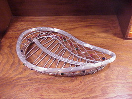 Silver Tone Wire Frame Low Woven Basket, Amorphous Shaped, with Color Beads - £7.95 GBP