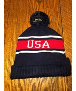New Polo Ralph Lauren USA POLO Beanie Cap With Pom Pom Red/White/Blue NWT - $467.35 MXN