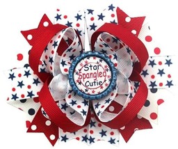 NEW 4th of July Patriotic Girls 5-inch Hair Bow Clip - £5.02 GBP