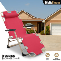 Foldable Patio Chair Maroon Breathable Oxford Fabric Fixed Angle Seat W/... - $108.99