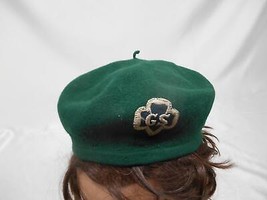 Old Vtg GIRL SCOUTS OF AMERICA GREEN GENUINE BERET BASQUE 100% WOOL FRAN... - £15.78 GBP