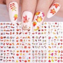 Fall Nail Art Stickers Decals 12 Sheets Water Transfer Nail Slider Maple... - £16.38 GBP