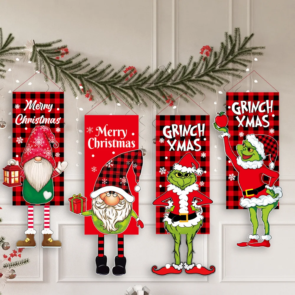 Play Christmas Porch Door Banner Hanging Faceless Doll Merry Christmas Home Chri - £23.18 GBP