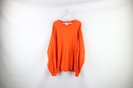 Vintage Hanes Beefy Mens Size XL Faded Blank Long Sleeve T-Shirt Orange Cotton - £29.56 GBP