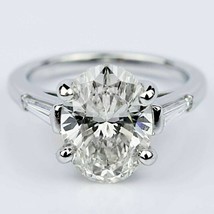 3-Stone 3Ctw Oval Shape LC Moissanite Engagement Ring 14k White Gold Plated - £169.08 GBP