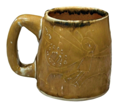 Studio Art Pottery Coffee Mug OOAK Hand Thrown Slightly Raised Design Stamped CS - £15.12 GBP