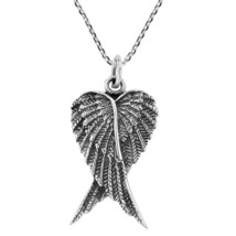 Beautiful and Elegant Heart Shaped Angel Wings Sterling Silver Necklace - £17.68 GBP
