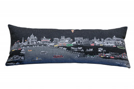 14" X 35" Black Gray and White Hometown Pride Wool Lumbar Throw Pillow - $214.75 CAD