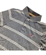 Hollister Men&#39;s Polo Shirt Size Small Gray White Striped Casual Short Sl... - $23.76