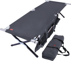 Tough Portable Hunting Camping Canvas Cot With Organizer &amp; Storage Bag Adult 75&quot; - £70.48 GBP