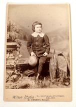 Antique 1880s Cabinet Card Photo Child Equestrian Riding Suit, Boots,Lace Collar - £31.84 GBP