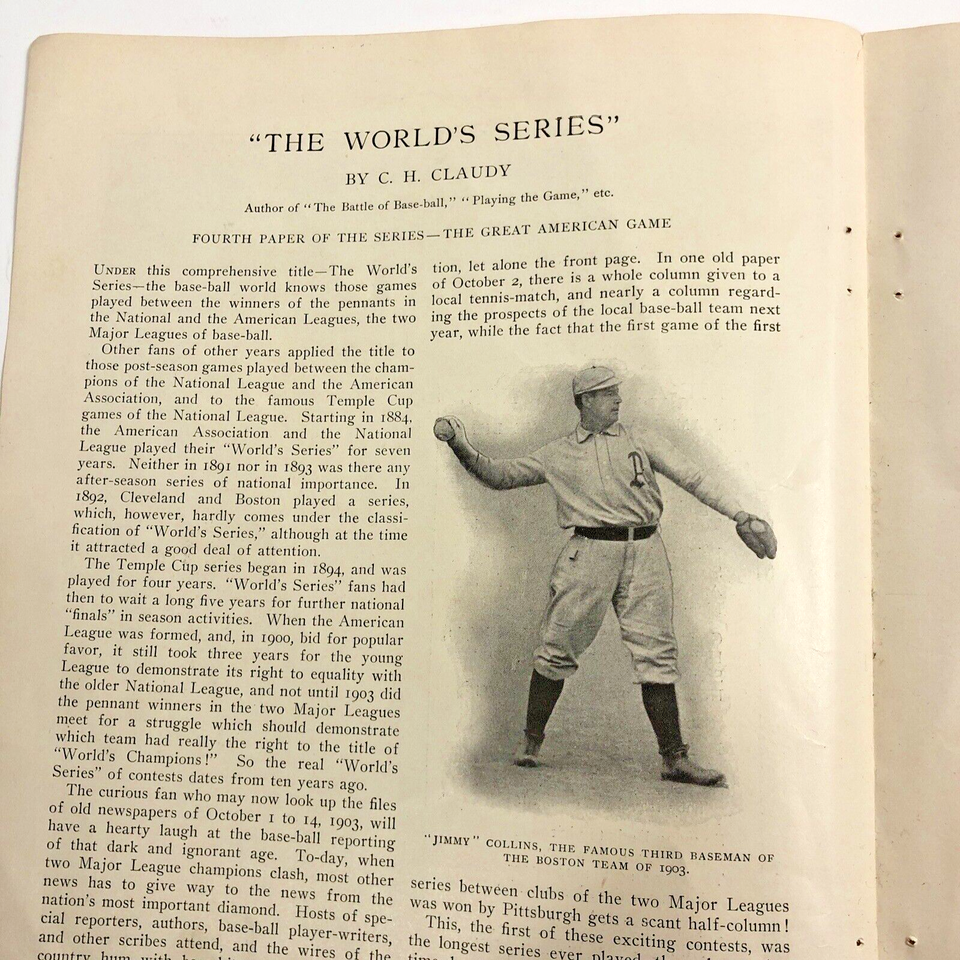 1913 World&#39;s Baseball Series Story Jimmy Collins CY Young Cubs White Sox... - $21.02