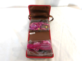 American Girl Doll Brown Red Storage Purse Handle Bag + Brush + Accessories - $17.84