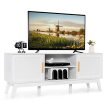 TV Stand Entertainment Media Console with 2 Rattan Cabinets and Open She... - $232.49