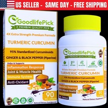 Powerful Turmeric Curcumin with 95% Curcumid, Ginger &amp; Black Pepper-90ct... - $18.78