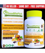 Powerful Turmeric Curcumin with 95% Curcumid, Ginger &amp; Black Pepper-90ct... - $18.78