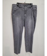 Womens Eileen Fisher Straight Leg Jeans Hem Organic Cotton Stretch Gray XL - $540.74 MXN