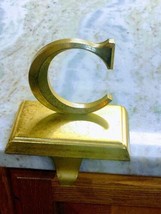 Letter Initial C Gold Monogram Stocking Holder. 6x5inches. ShipN24Hours. - £59.01 GBP