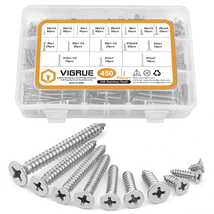 450Pcs Stainless Steel Wood Screws Kit, Phillips Flat Head, 5 Sizes, 1/4”-2 - $52.95