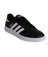 Adidas Mens Shoes Black White Sneakers Court Lace-Up 3-Stripes - $94.35 CAD