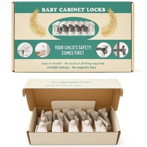 Set of 10 Baby Cabinet Safety Locks and Latches – White (Upgraded) - $181.65 MXN