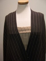 7yds Italian Viscose Reversible Black Lt Gold Design Stripe Soft Suit Fabric - £78.99 GBP