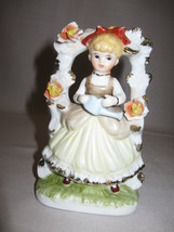 Statue Figurine Little Girl At Archway With Water Can Ceramic  - £5.47 GBP