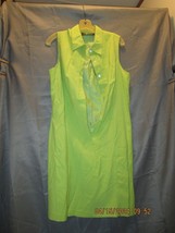 Sag Harbor Shift Dress Lime Green Sleeveless Linen Blend Button Down Size 16 - £12.02 GBP