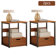 Set Of 2 Wood Nightstand End Table Bedroom Storage Coffee Side Bedside Table - £91.11 GBP