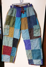 XL  Lightweight Cotton Stonewash Blues Patchwork Cargo Pants  #XL1  Unisex - £40.08 GBP