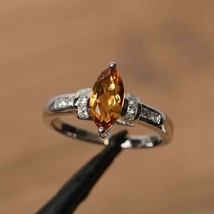 2Ct Marquise Cut Citrine Engagement &amp; Wedding Pretty Ring 14k White Gold Finish - £70.57 GBP