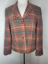 Women&#39;s Orvis River Road wool blazer jacket brown plaid 10. - £27.06 GBP