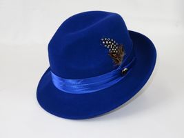 Men Bruno Capelo Hat Australian Wool Crushable Fedora Giovani Un108 Royal Blue image 5