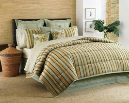 Tommy Bahama Marsh Harbor Queen Solid Sage Green Bedskirt With Crochet Stripe - £15.76 GBP