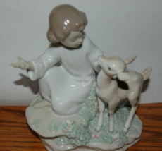 Lladro #6928 And The Little Child Shall Lead Them Child with Fawn Original Box - £199.79 GBP