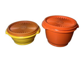 Tupperware Servalier Bowls Set of 2 Orange Yellow 2 Sizes Vintage 1970s - $9.50