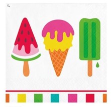 Sweet Summer Ice Cream Popsicles  16 Ct Paper Beverage Napkins - £3.47 GBP