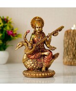 Göttin Maa Saraswati Idol sitzend auf Hans Sarasvati Statue 21 cm - £73.19 GBP