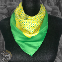 Green Yellow Geometric Square Fashion Scarf Neckerchief Wrap Bandana Hea... - £11.96 GBP