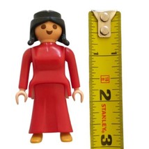 Playmobil Victorian Mansion Child Figure Red Dress Black Hair In Ponytails 1987 - £4.63 GBP